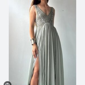 Free People Daphne Embellished Maxi Dress in Sage Green Size 0